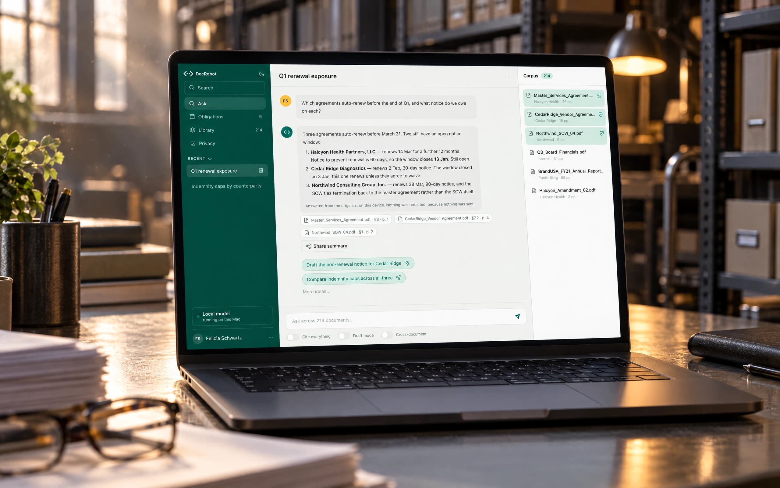 An enterprise AI workspace, and what it becomes once the model runs locally
